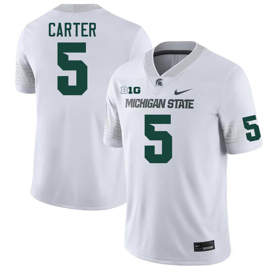 Michigan State Spartans #5 Nate Carter College Football Jerseys Stitched-White